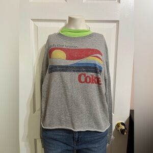 (21) Coca Cola Gray Graphic Sweatshirt with Colorful Design
